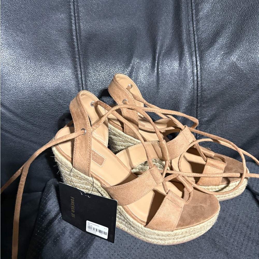Brand new!! Forever 21 Brown Espadrille Wedge Sandals